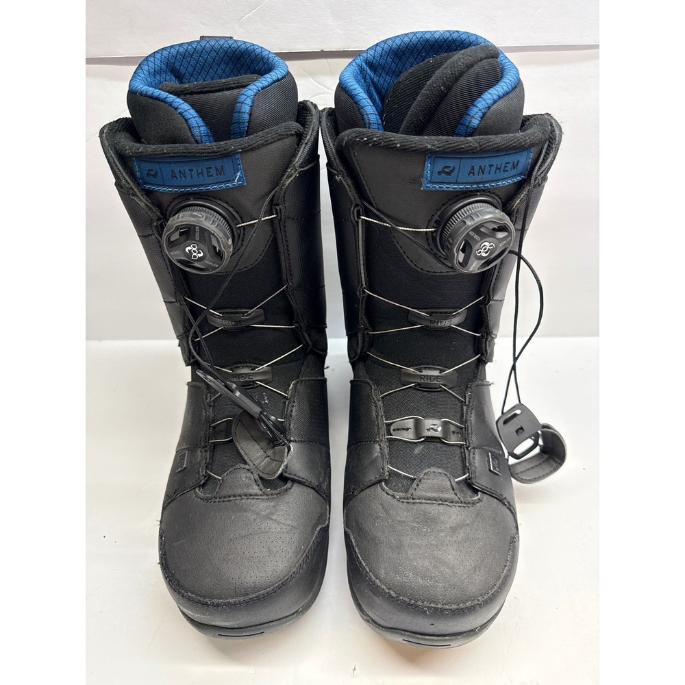 Ride Anthem Snowboard Boots Mens sz 8 Black Blue Boa Coiler Intuition Liner
